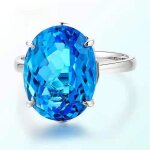 Bague de fiançailles solitaire en zirconium - rmega - elena - bleu - cristal - plaqué or blanc Bague de fiançailles solitaire en zirconium - rmega - elena - bleu - cristal - plaqué or blanc