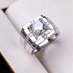 Bague homme - rmega - plaqué or blanc - diamant - taille ajustable - coffret cadeaux Bague homme - rmega - plaqué or blanc - diamant - taille ajustable - coffret cadeaux