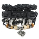 Rmega� coffret cadeau 4pcs bracelets cuir pour homme femme tress� bracelet manchette corde bracelet vintage ...