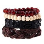 Rmega coffret cadeau 4pcs bracelets cuir pour homme femme tress bracelet manchette corde bracelet vintage ...