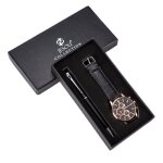 Rmega - de luxe coffret cadeau montre homme + stylo - montre quartz - analogique - etanche - cuir - marron ...