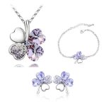 Rmega luxe parure bijoux ajustable pour femme cadeau pour mariage bracelet boucle doreille collier