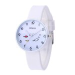 Rmega� montre femme fille ados etudiant enfant - quartz - chic - cuir blanc