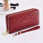 Portefeuille femme cuir rmega - grande capacit - rouge