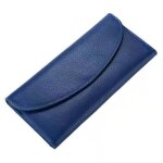 Portefeuille femme rmega en cuir pu lisse et doux - grand format - bleu