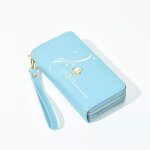 Portefeuille femme grande capacit rmega - bleu - porte carte chquier et monnaie en cuir pu