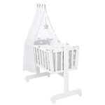 Roba berceau bb complet little stars  4 roues - 40 x 90 cm - avec equipement textile - blanc / gris ...