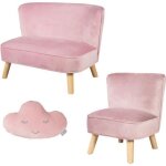 Roba canap et fauteuil enfant lil sofa + coussin dcoratif nuage - ensemble en velours - rose / mauve ...