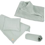 Roba coffret bb bio lil planet - linge de lit + drap housse + couverture - vert givr