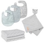 Roba coffret bébé lil planet - 7 pcs - 3 bavoirs + 1 doudou + 3 langes - cadeau de naissance - gris argenté ... Roba coffret bébé lil planet - 7 pcs - 3 bavoirs + 1 doudou + 3 langes - cadeau de naissance - gris argenté ...
