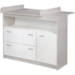 Roba commode � langer julia - 2 tiroirs + 1 porte - compartiment ouvert - bois bicolore