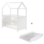 Roba lit bébé cabane 60x120 cm + plan et matelas à langer - convertible en lit cododo - hauteur réglable ... Roba lit bébé cabane 60x120 cm + plan et matelas à langer - convertible en lit cododo - hauteur réglable ...