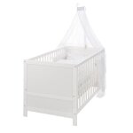 Roba lit bb volutif complet 70 x 140 cm - matelas et textiles inclus - hauteur rglable - bois blanc ...