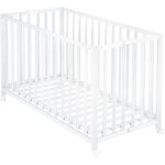 Roba lit bb pliant 60x120 cm en bois massif - fold up - hauteur rglable - roulettes  freins - blanc ...