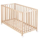 Roba lit bb pliant 60x120 cm en bois massif - fold up - hauteur rglable - roulettes  freins - naturel ...