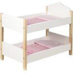 Roba lit superpos de poupe scarlett en bois + 2 oreillers et 2 couettes roses - lit double de poupe ...