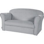 Roba mini canap� enfant en velours lil sofa - dossier confortable avec accoudoirs - gris