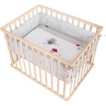 Roba parc bébé 75 x 100 cm + tapis de parc adam & eule - bois massif naturel Roba parc bébé 75 x 100 cm + tapis de parc adam & eule - bois massif naturel