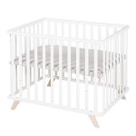 Roba parc bb 75x100 cm en htre bio + tapis de parc de protection gris lil planet - bois laqu blanc ...