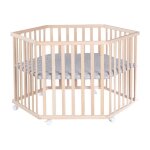 Roba parc bb cosiplay + tapis de parc roba style gris et 6 roulettes - htre bio naturel