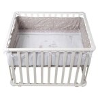Roba parc bb indibaer 75x100 cm + tour de parc de protection et 4 roues - bois blanc