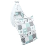 Roba parure de lit bb happy patch mint 4 pcs : housse de couette + taie doreiller + ciel et tour de ...