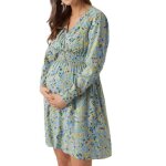 Robe dallaitement bleu / jaune femme mamalicious tess