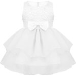 Robe bébé cérémonie fille sans manches robe bapteme dentelle brodé bowknot 0 - 24 mois blanc Robe bébé cérémonie fille sans manches robe bapteme dentelle brodé bowknot 0 - 24 mois blanc