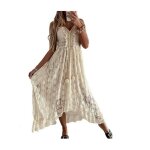 Robe boheme chic robe longue femme lgant robe brode blanche grande taille dentelle col v robe de soiree ...