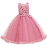 Robe brode de bal en tulle de princesse fille sans manches robe mariage soire mi - longue couleur unie ...