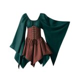 Robe bxrhc plus la taille halloween m�di�vale cosplay costumes gothique r�tro � manches longues corset ...
