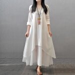 Robe  carreaux pour femmes vintage ourlet asymtrique t blanc