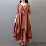 Robe  carreaux pour femmes vintage ourlet asymtrique t rouge