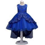 Robe crmonie fille demoiselle enfant jupe loose noeud papillon au dos fleur - bleu - robe crmonie ...