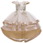 Robe crmonie fille demoiselle enfant jupe loose ptales noeud papillon au dos fleur robe filles 6 - ...