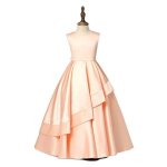Robe cérémonie fille longue en satin sans manches robe de soirée princesse - champagne Robe cérémonie fille longue en satin sans manches robe de soirée princesse - champagne