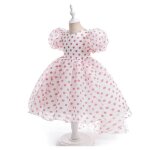 Robe crmonie fille manches courtes col rond retro  pois pour soire fte cocktail nol mariage - bordeaux ...