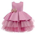 Robe crmonie fille princesse en tulle sans manches robe de bal de mariage avec ceinture noeud papillon ...