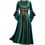 Robe de cérémonie - inhzoy - robe médiévale renaissance - velours - manches évasées - longue Robe de cérémonie - inhzoy - robe médiévale renaissance - velours - manches évasées - longue