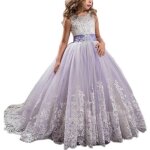 Robes de crmonie princesse fille en dentelle sans manches robe brode longue de soire mariage 5 - ...