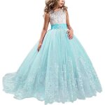 Robes de crmonie princesse fille en dentelle sans manches robe brode longue de soire mariage 5 - ...
