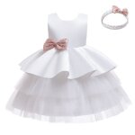 Robe crmonie princesse fille en tulle sans manches robe de bal de mariage avec bandeau noeud papillon ...