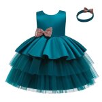 Robe c�r�monie princesse fille en tulle sans manches robe de bal de mariage avec bandeau noeud papillon ...