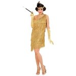 Robe charleston des annes 20 - widmann - avec accessoires - or brillant - taille xs