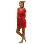 Robe charleston rouge avec bandeau ref / 90266 (dguisement adulte femme taille l / xl)
