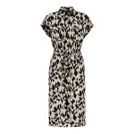 Robe chemise femme only hannover beige ? tiss� ceintur� midi manches courtes