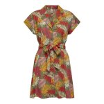 Robe chemise femme only laure - kalamata multi leaf - col de resort - manches courtes - ceinture � la ...