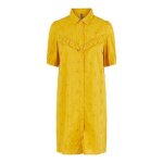 Robe chemise jaune broderie anglaise femme pieces