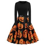 Robe citrouille femme chic vêtements deguisement halloween cocktail - orange Robe citrouille femme chic vêtements deguisement halloween cocktail - orange