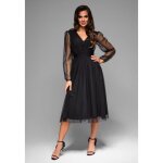 Robe de cocktail anabella manches longues - ombre - pour femme - noir